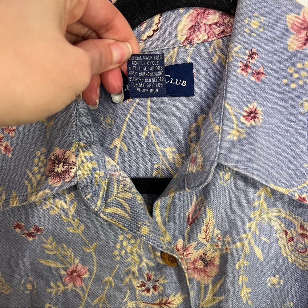 Charter Club Sleeveless Shirt Dress 6 Blue Floral Paisley Linen Cotton M… - Picture 5 of 5